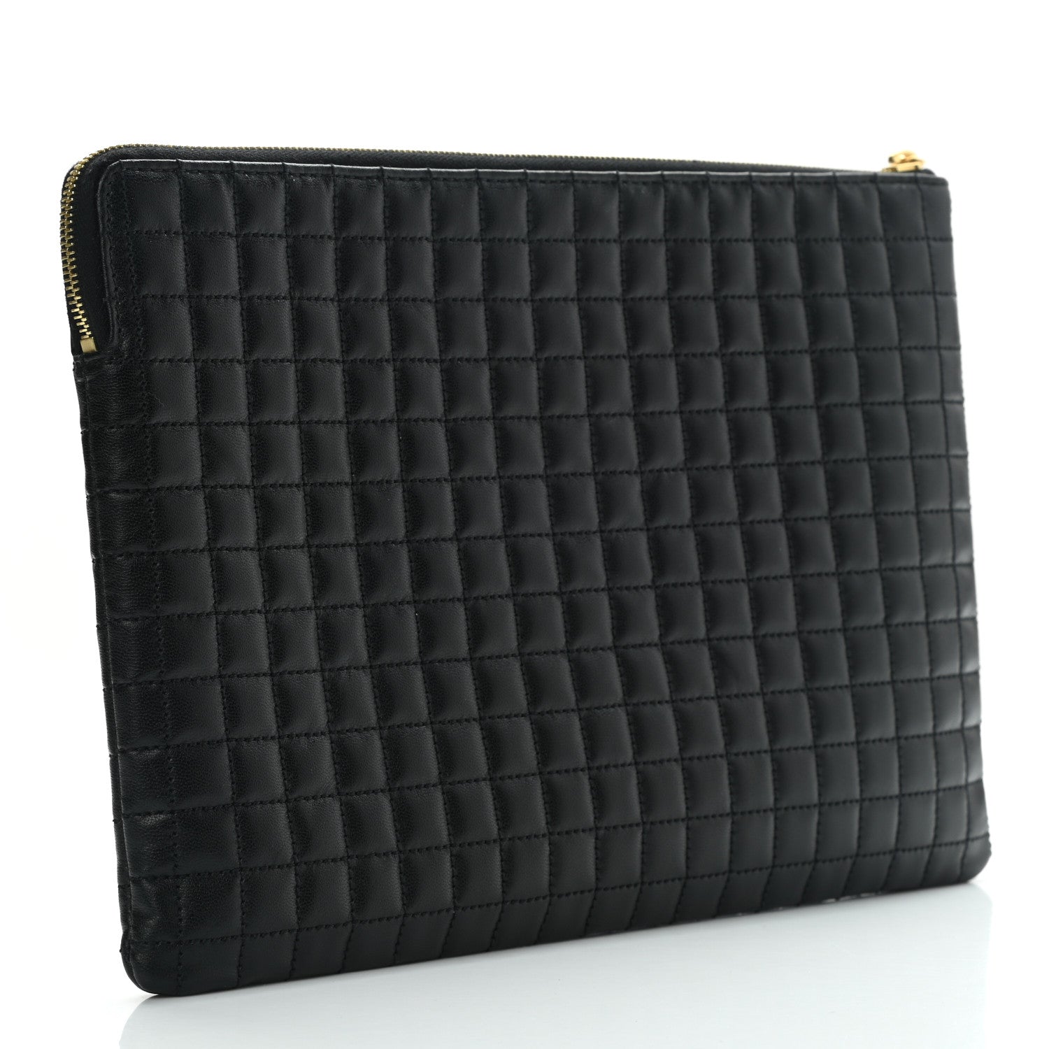 Celine Calfskin Quilted C Charm Pouch Black 2 of 7