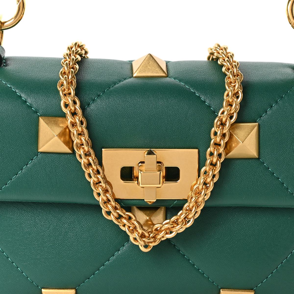 Nappa Small Roman Stud Shoulder Bag Jungle