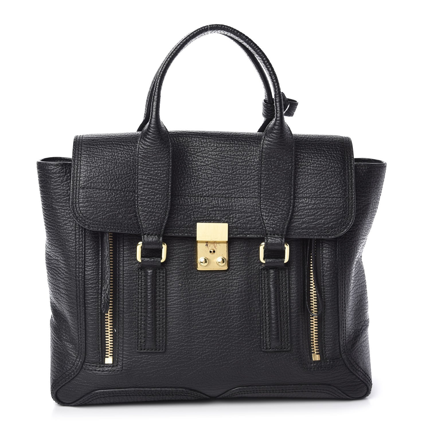 3.1 Phillip Lim Textured Calfskin Medium Pashli Satchel Black 1 of 9