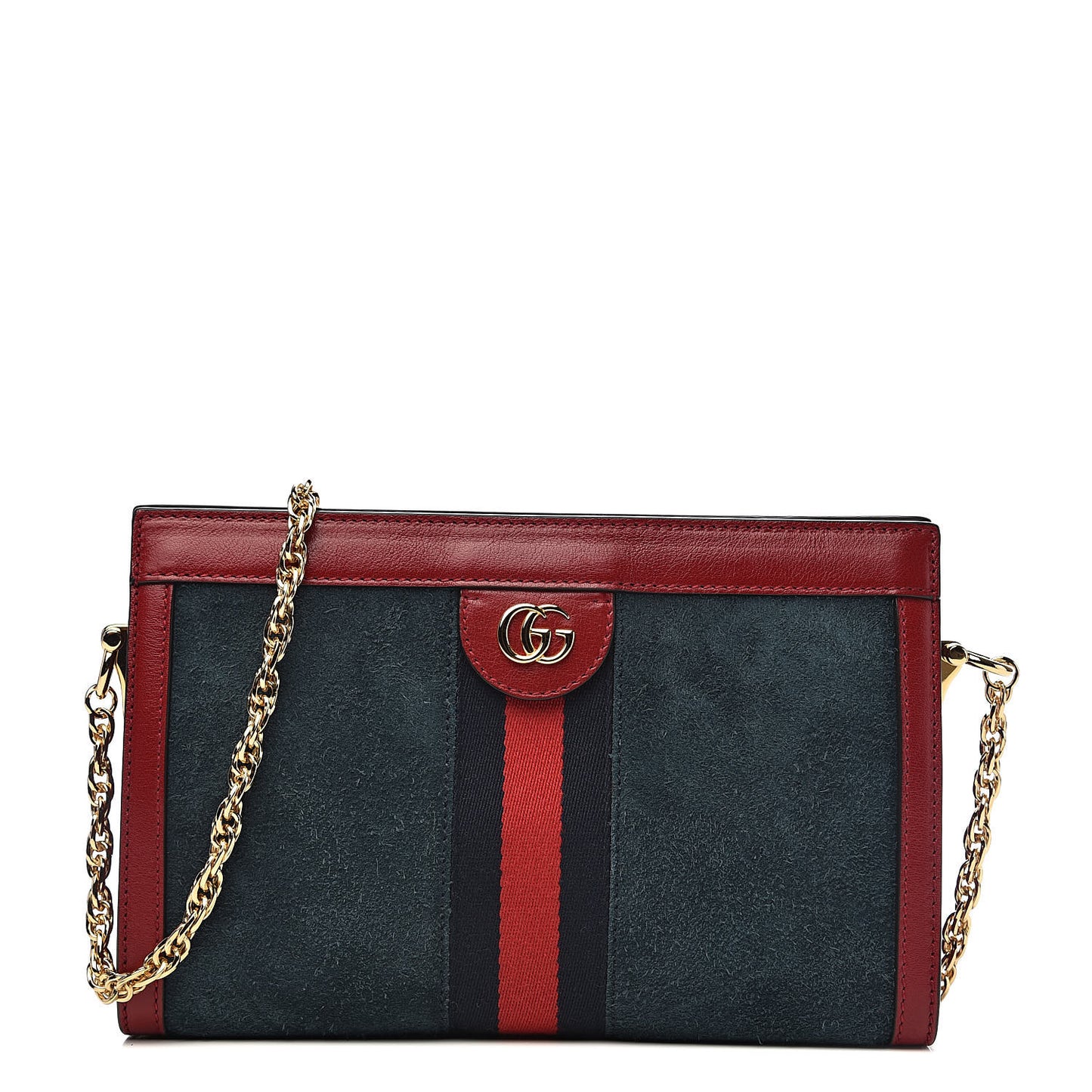 Suede Calfskin Web Small Ophidia Chain Shoulder Bag New Blue Romantic Cherry