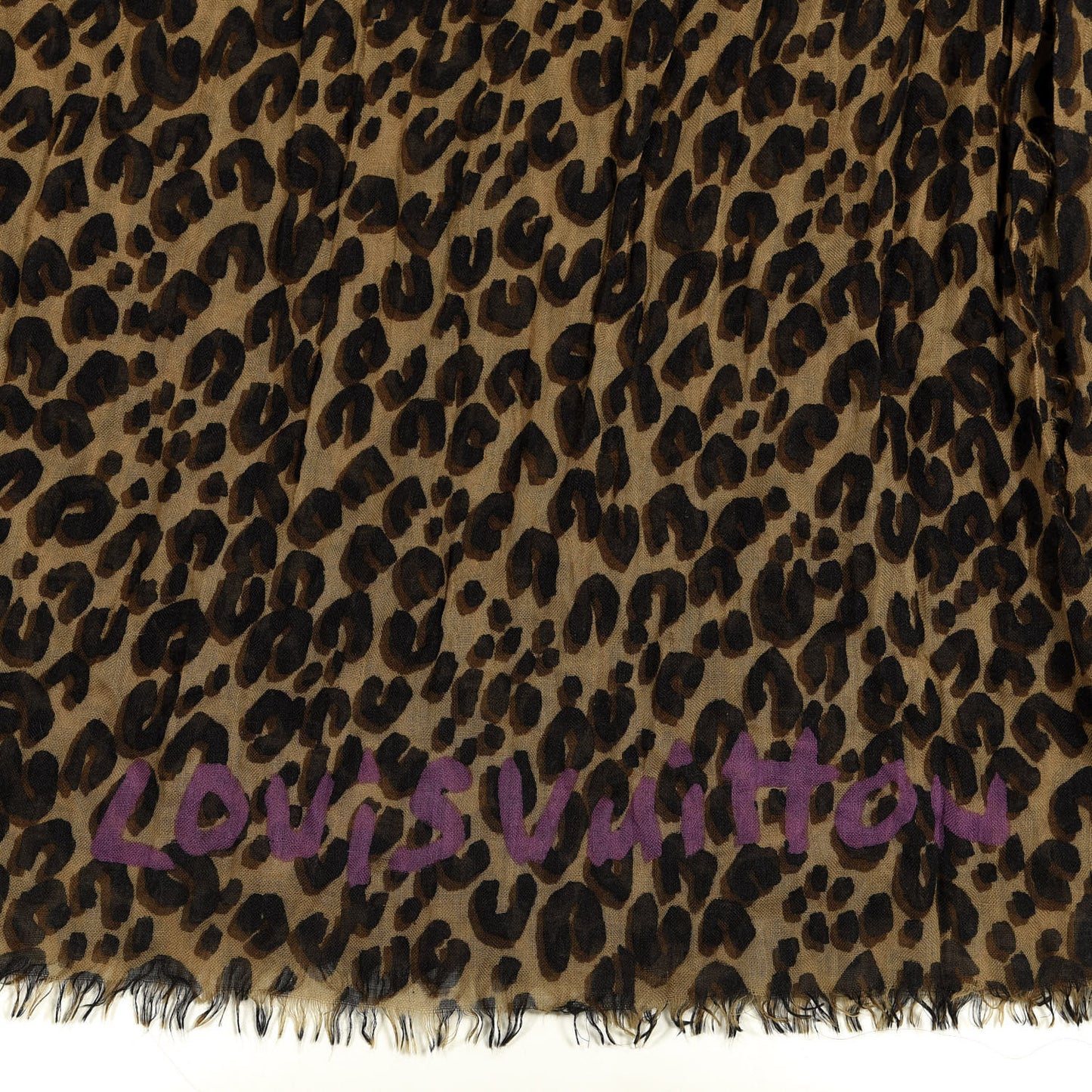 Cashmere Silk Leopard Etole Stole Marron