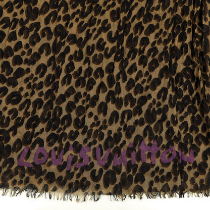 Louis Vuitton Cashmere Silk Leopard Etole Stole Marron 3 of 5