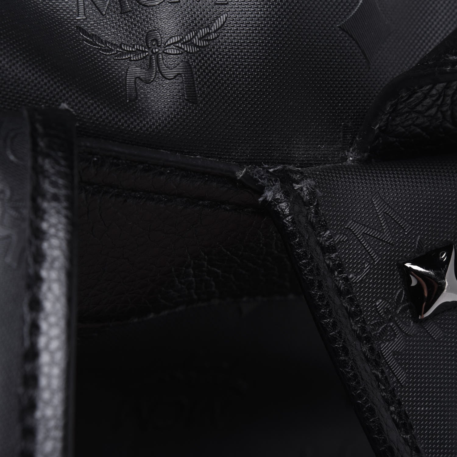 MCM Calfskin Medium Studded Backpack Black 17 of 18