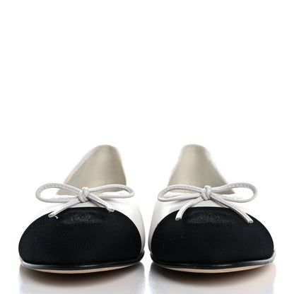 Chanel Lambskin Cap Toe CC Ballerina Flats 39 White Black 3 of 13