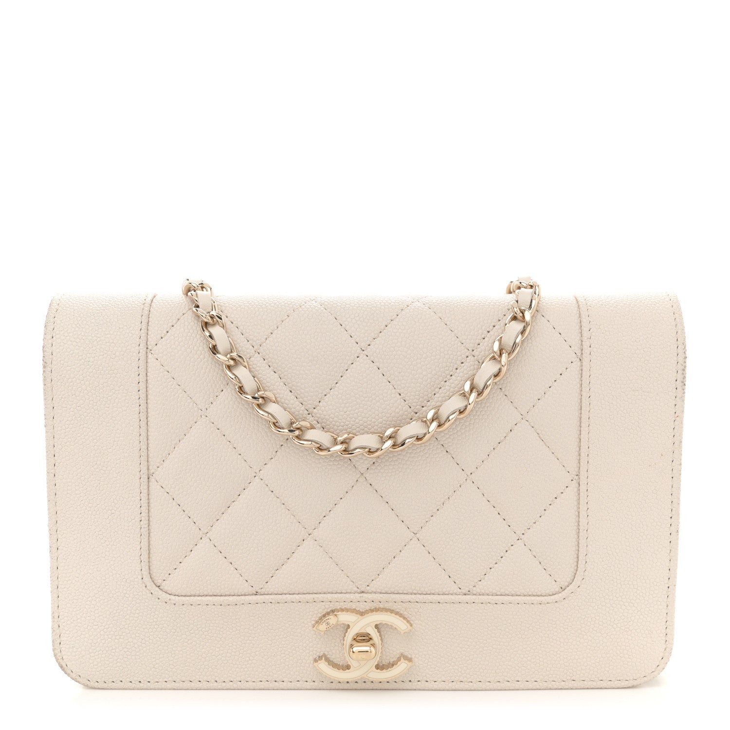 Chanel Caviar Quilted Vintage Mademoiselle Wallet On Chain WOC White 1 of 15
