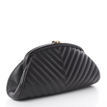 Chanel Lambskin Chevron Quilted Timeless Clutch Black 2 of 6