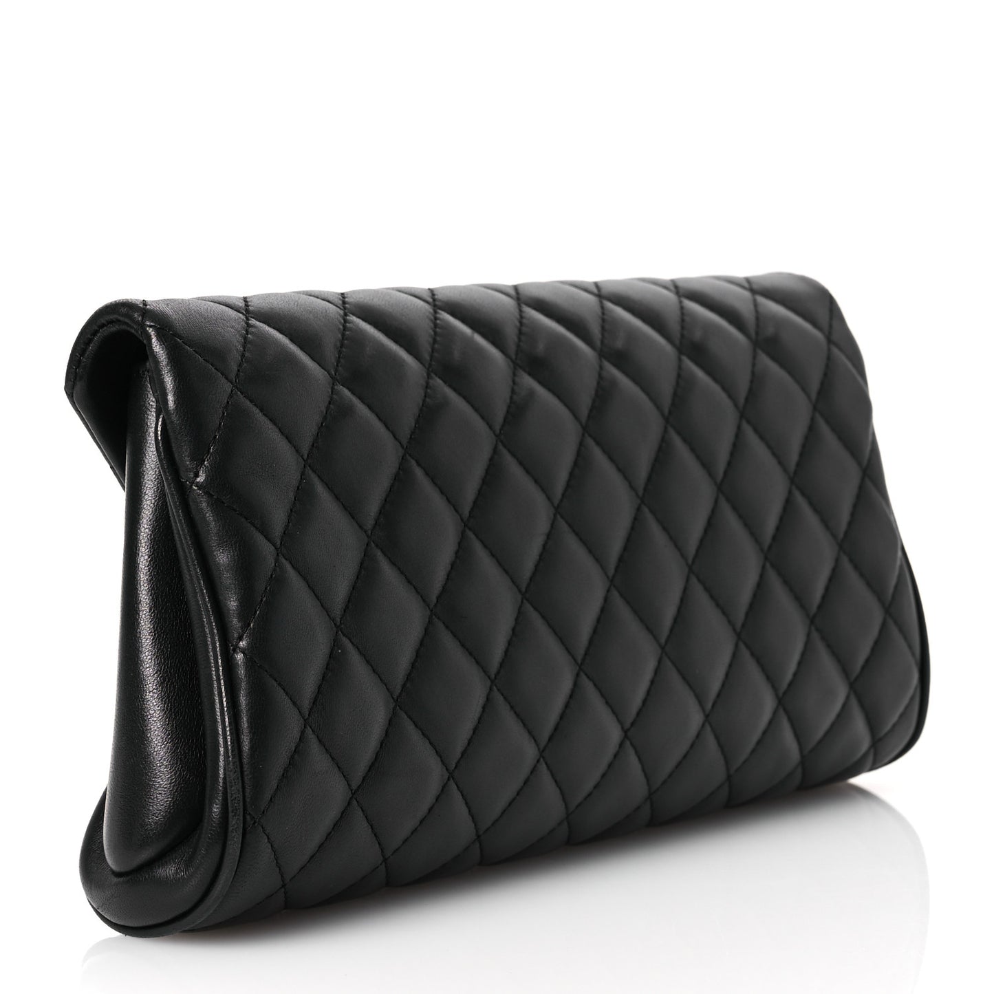 Lambskin Quilted Fold Up Again Clutch Black