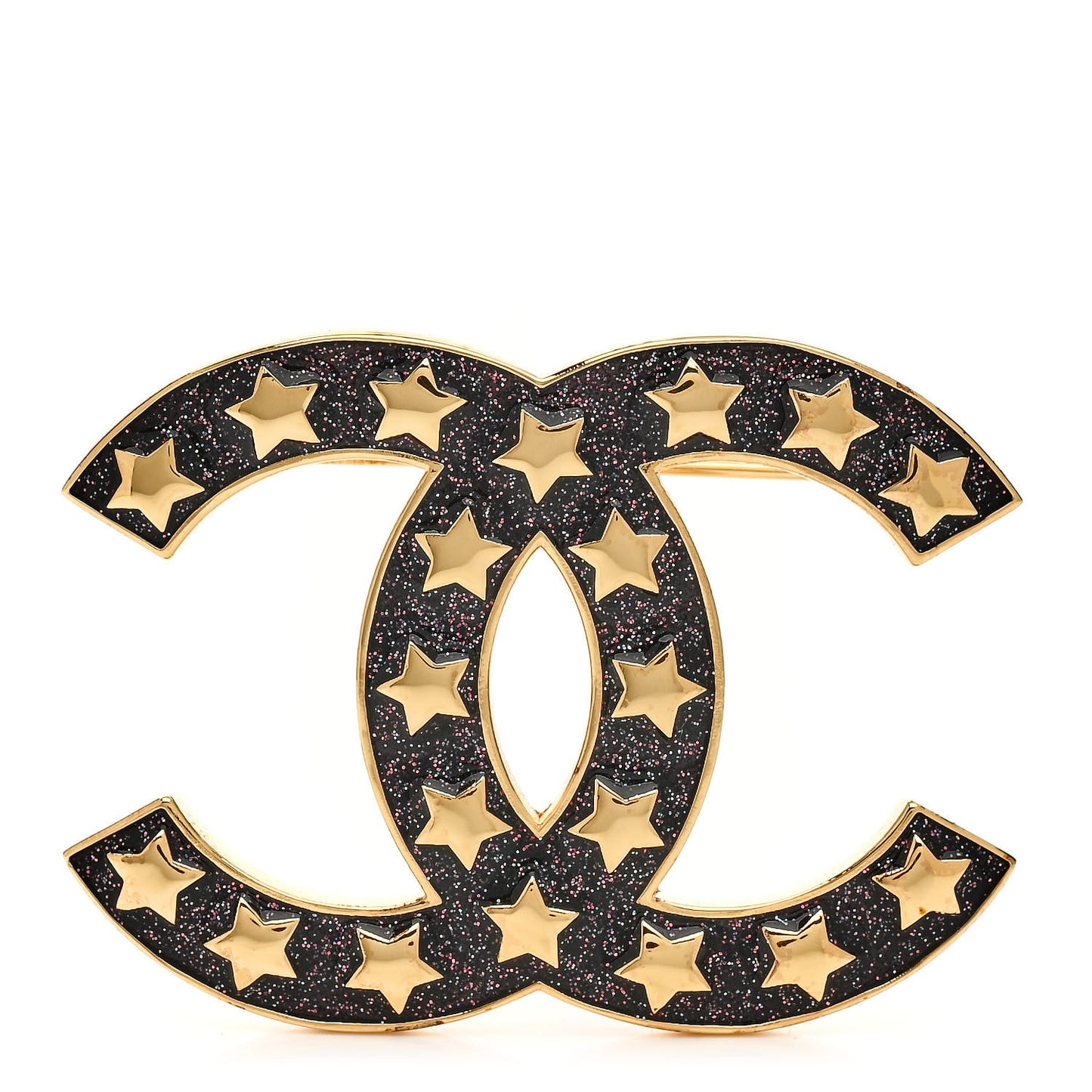 Metal Resin CC Star Brooch Gold Purple