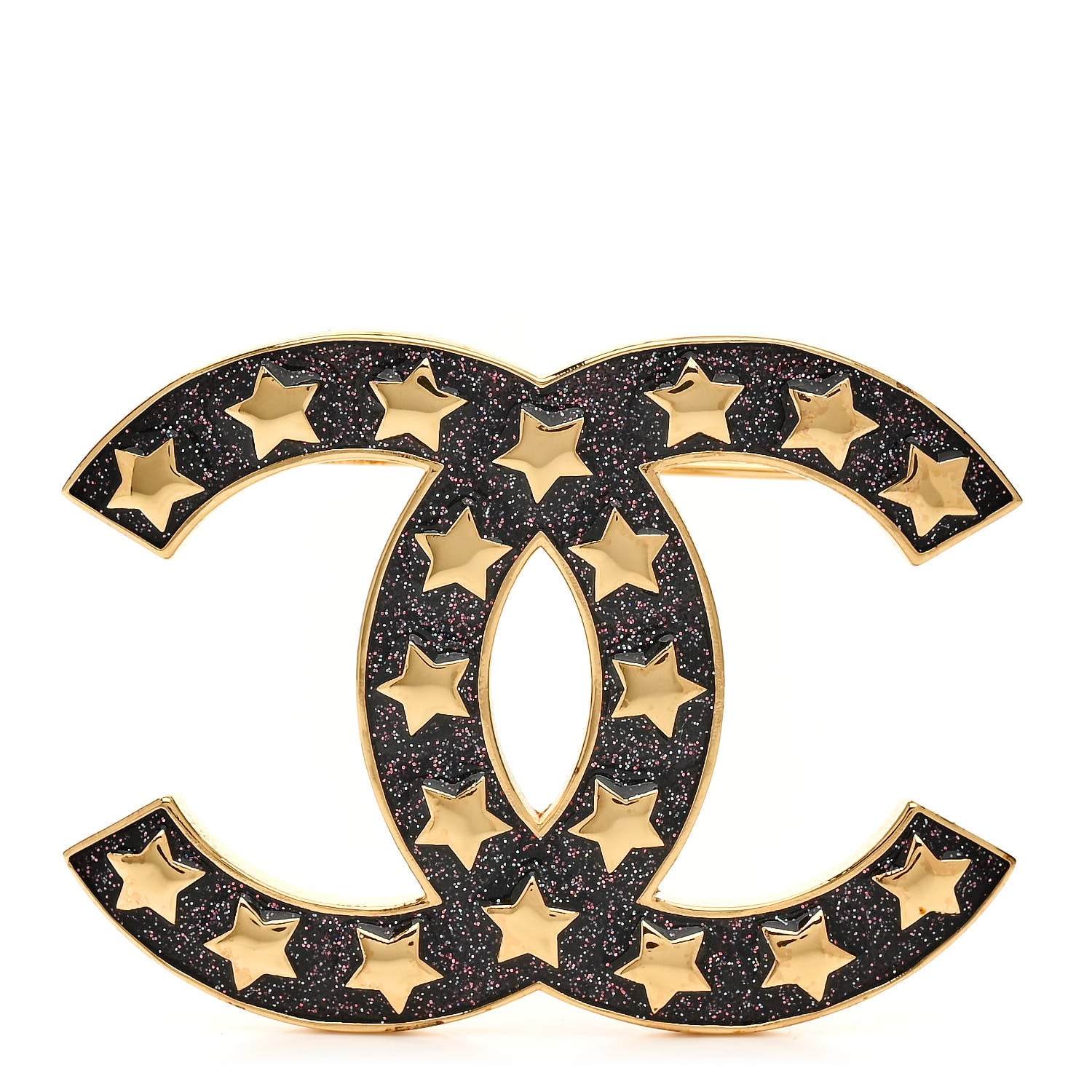 Chanel Metal Resin CC Star Brooch Gold Purple 1 of 5