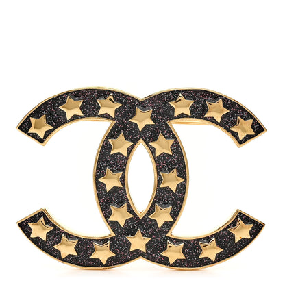 Chanel Metal Resin CC Star Brooch Gold Purple 1 of 5