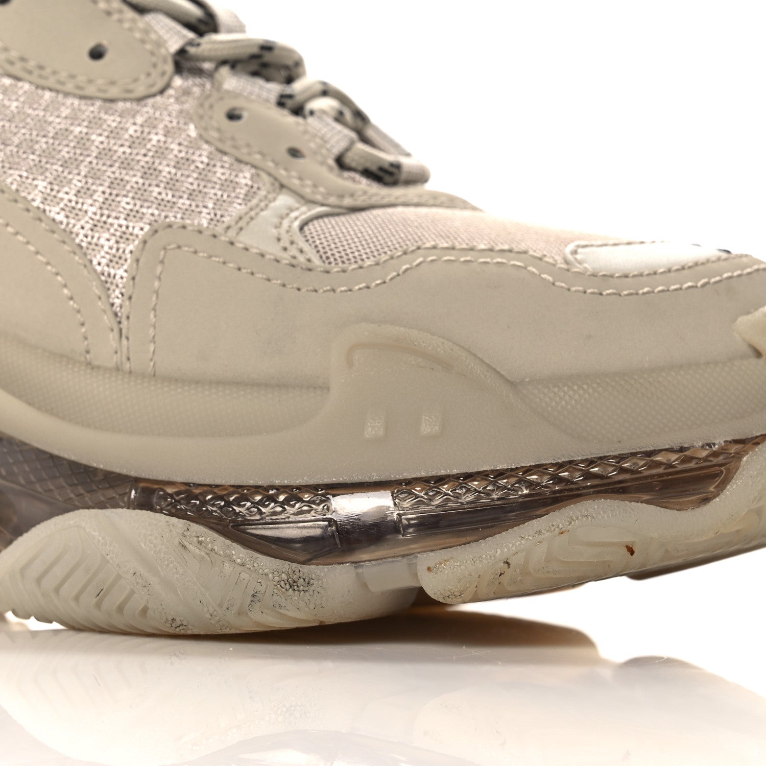 Balenciaga Fabric Mesh Clear Sole Womens Triple S Sneakers 38 Beige 7 of 11