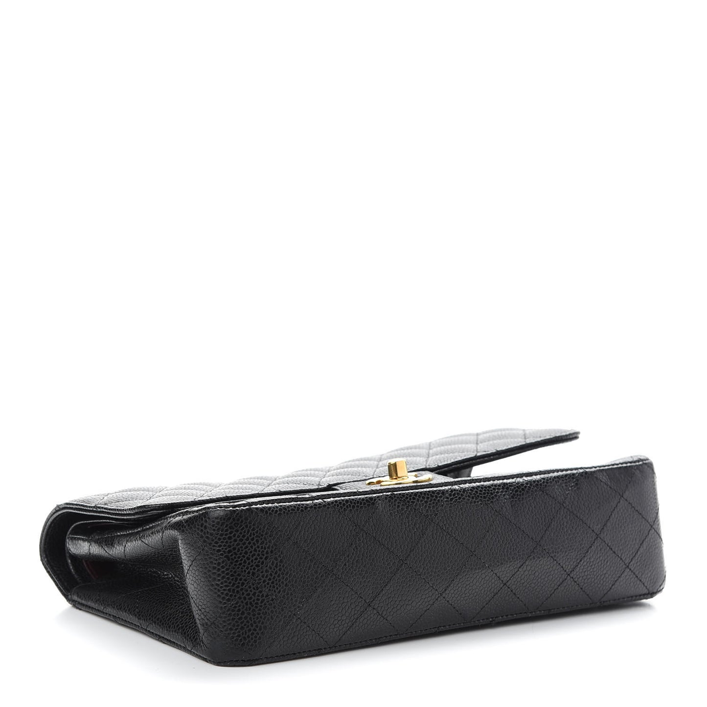 Caviar Quilted Medium Double Flap Black