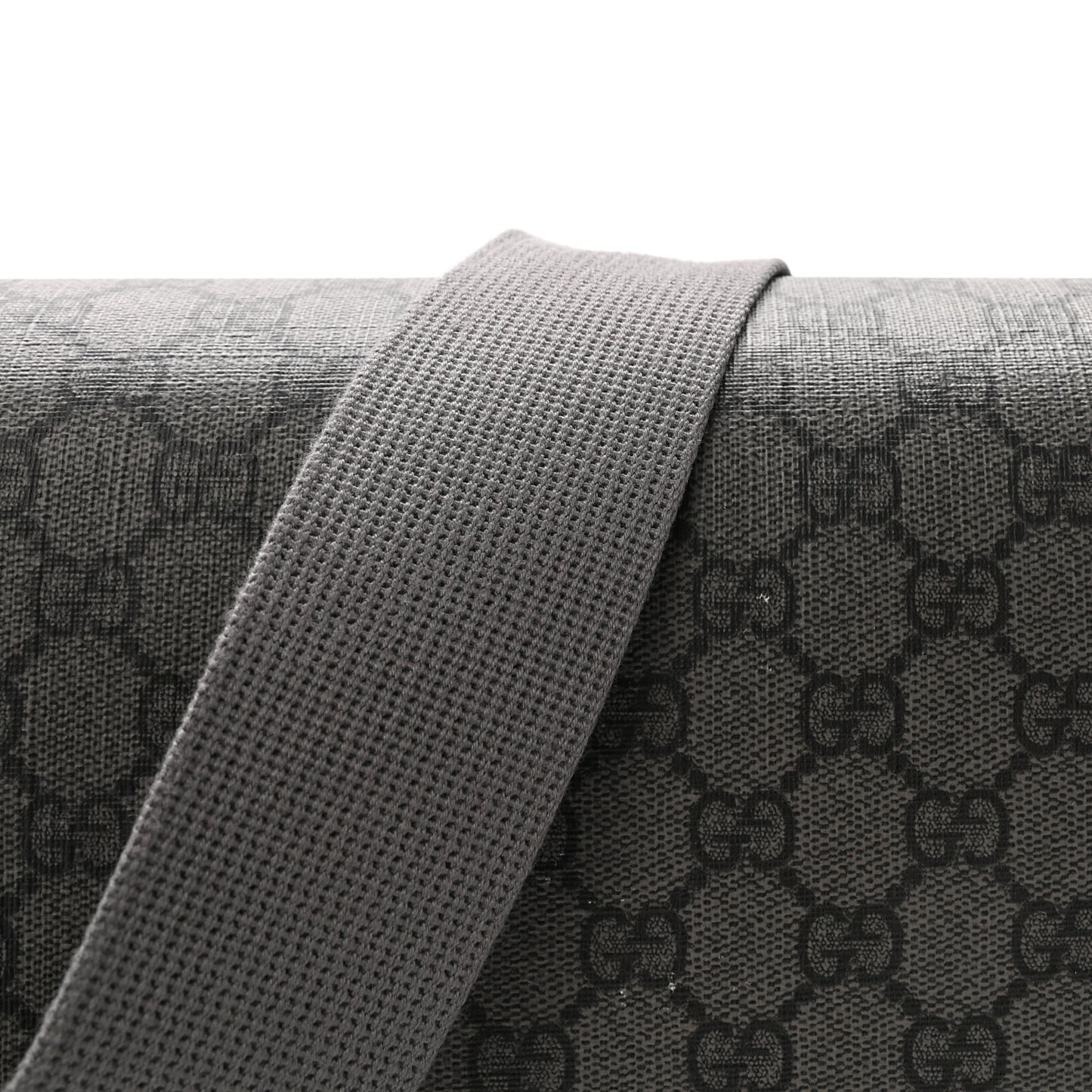 Tender GG Supreme Monogram Textured Dollar Calfskin Ophidia Messenger Bag Grey Black Graphite Grey