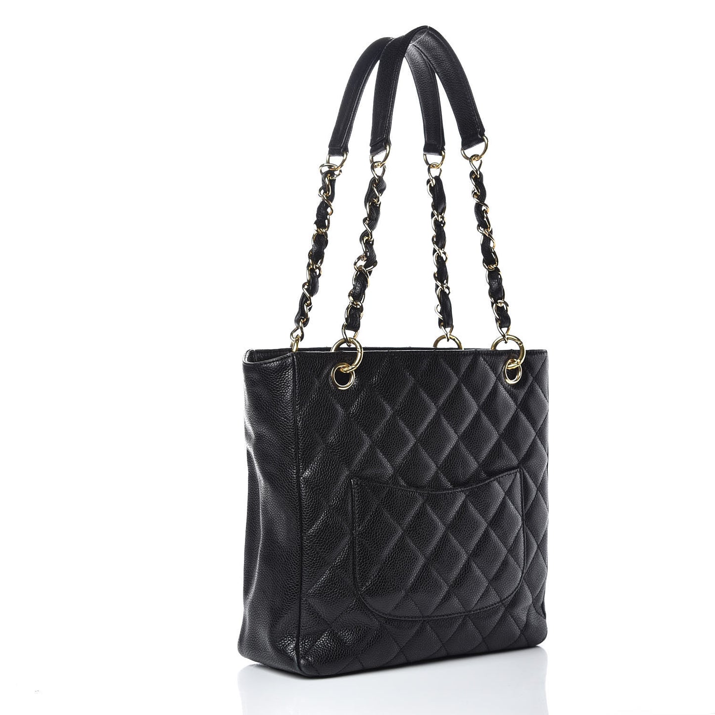 Caviar Quilted Petit Shopping Tote PST Black