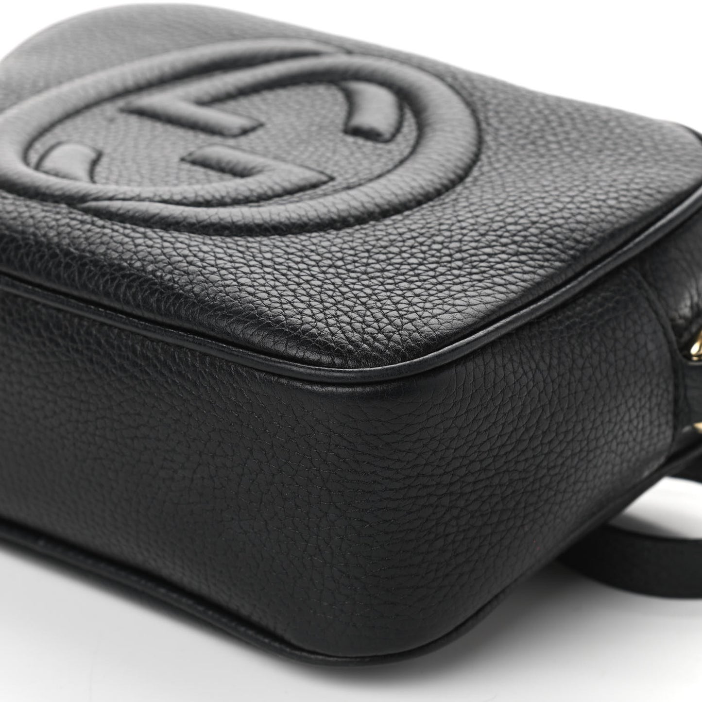 Pebbled Calfskin Small Soho Disco Bag Black