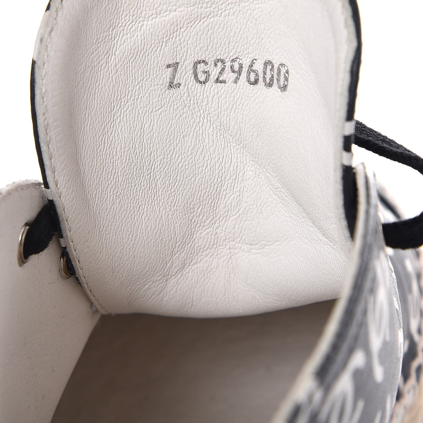 Lambskin Printed CC Lace Up Espadrilles 35 Black White