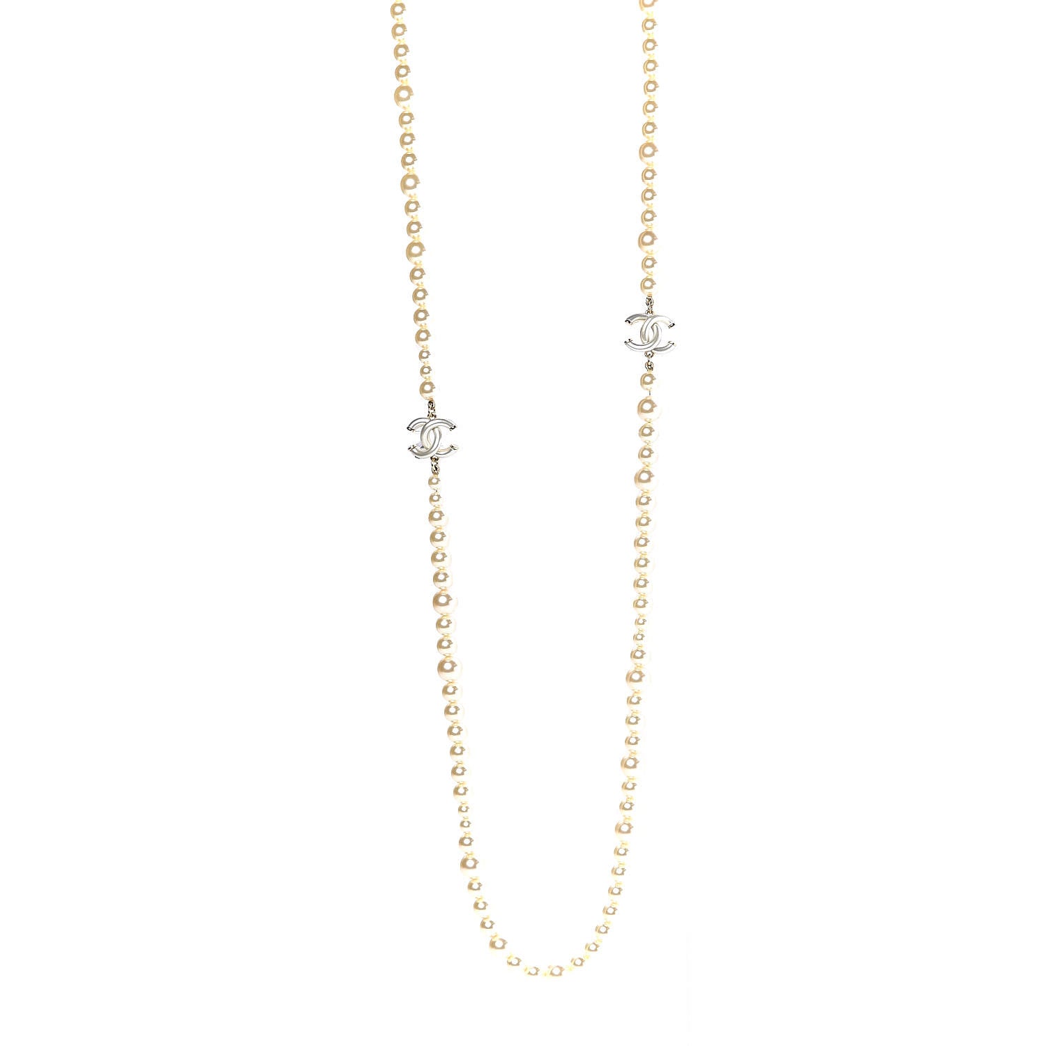 Chanel Pearl CC Long Necklace Light Gold 3 of 5