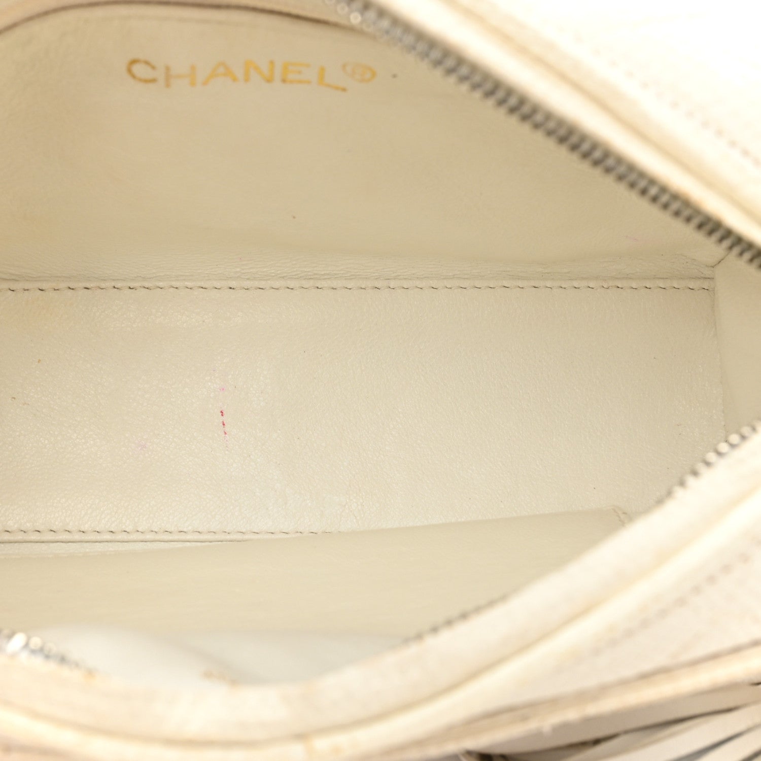 Chanel Lizard Diamond Quilted Tassel Camera Case White 5 of 21