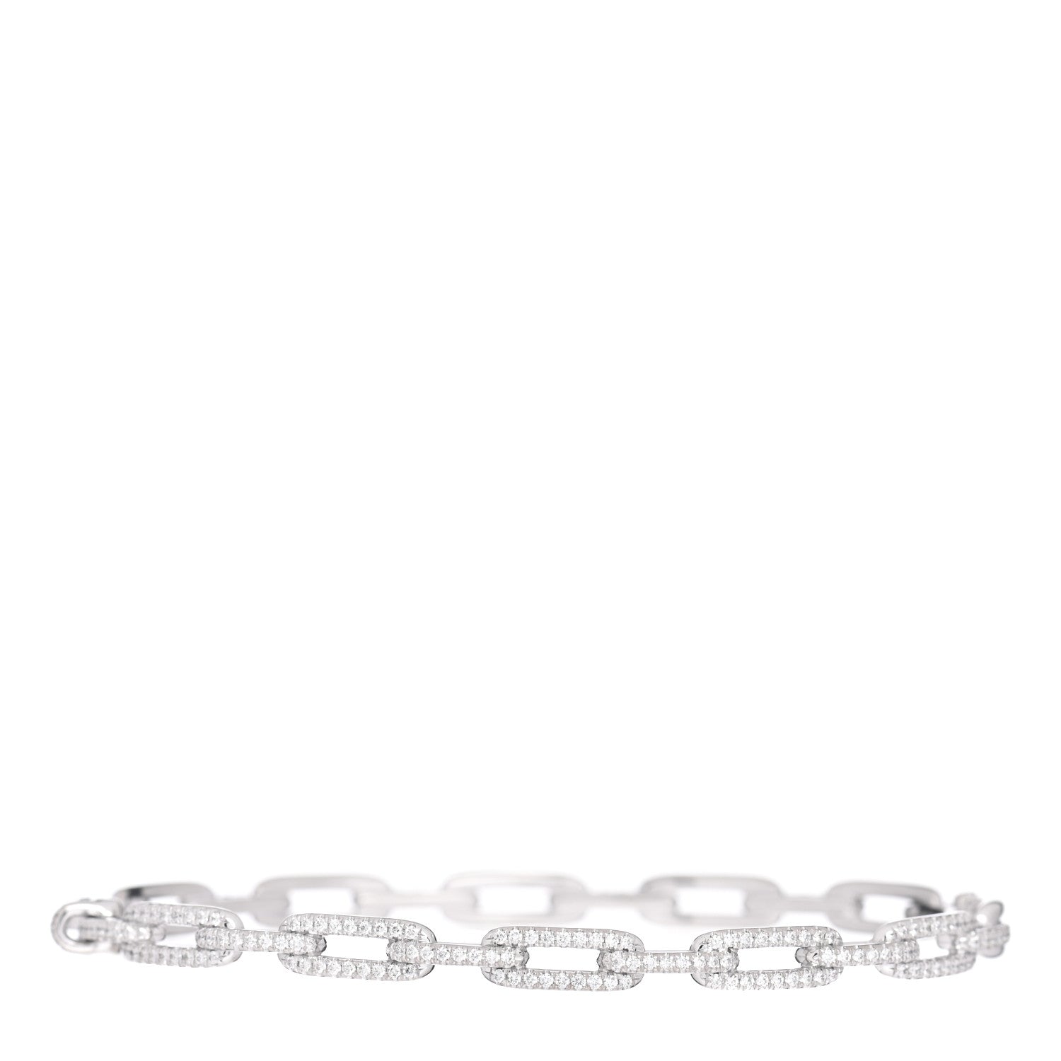 David Yurman 18K White Gold Diamond 4mm Stax Chain Link Bracelet 1 of 5