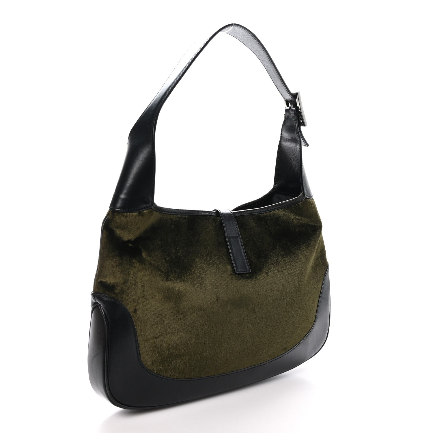 Gucci Velvet Calfskin Jackie O Hobo Black Green 3 of 10