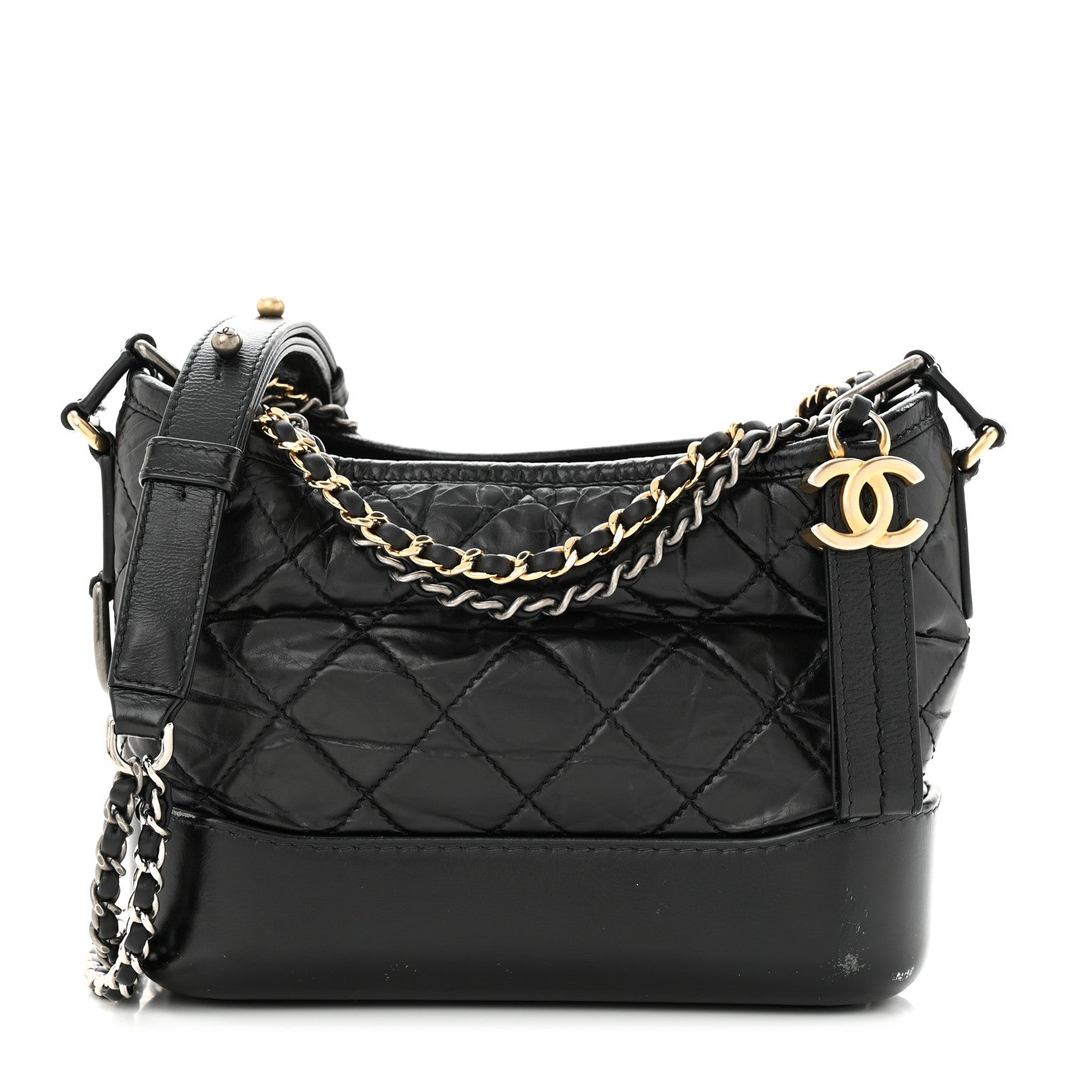 Chanel Aged Calfskin Quilted Small Gabrielle Hobo Black 1 of 11