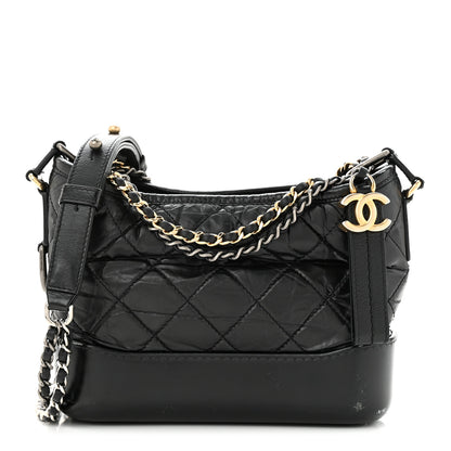 Chanel Aged Calfskin Quilted Small Gabrielle Hobo Black 1 of 11