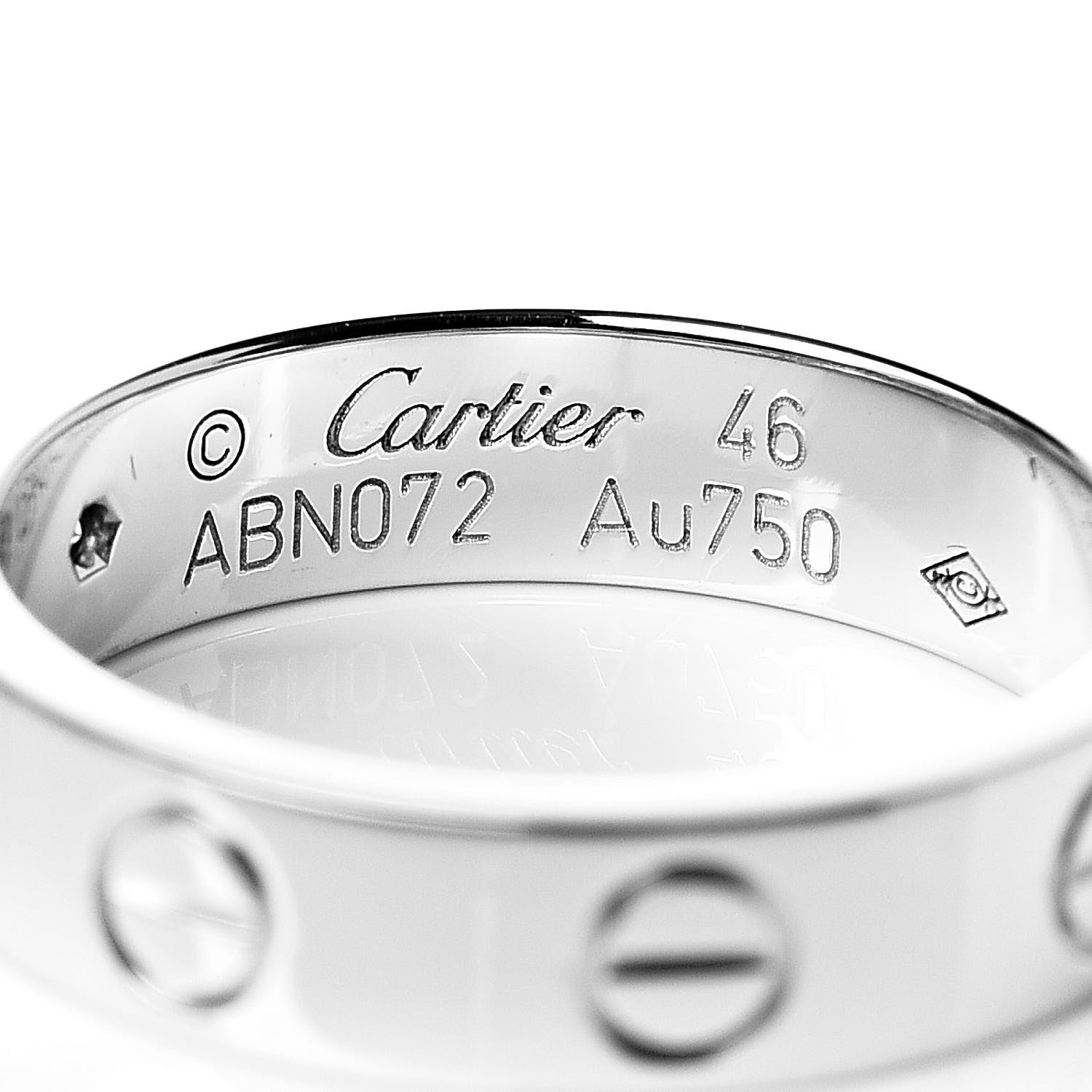 Cartier 18K White Gold Diamond 4mm LOVE Wedding Band Ring 46 3.75 4 of 5