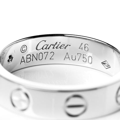 Cartier 18K White Gold Diamond 4mm LOVE Wedding Band Ring 46 3.75 4 of 5