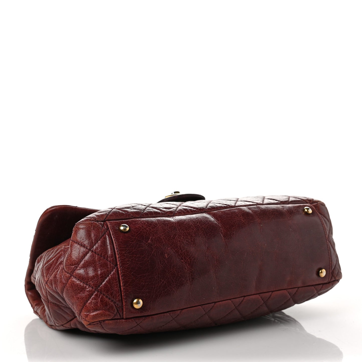 Glazed Calfskin Castle Rock Large Flap Burgundy