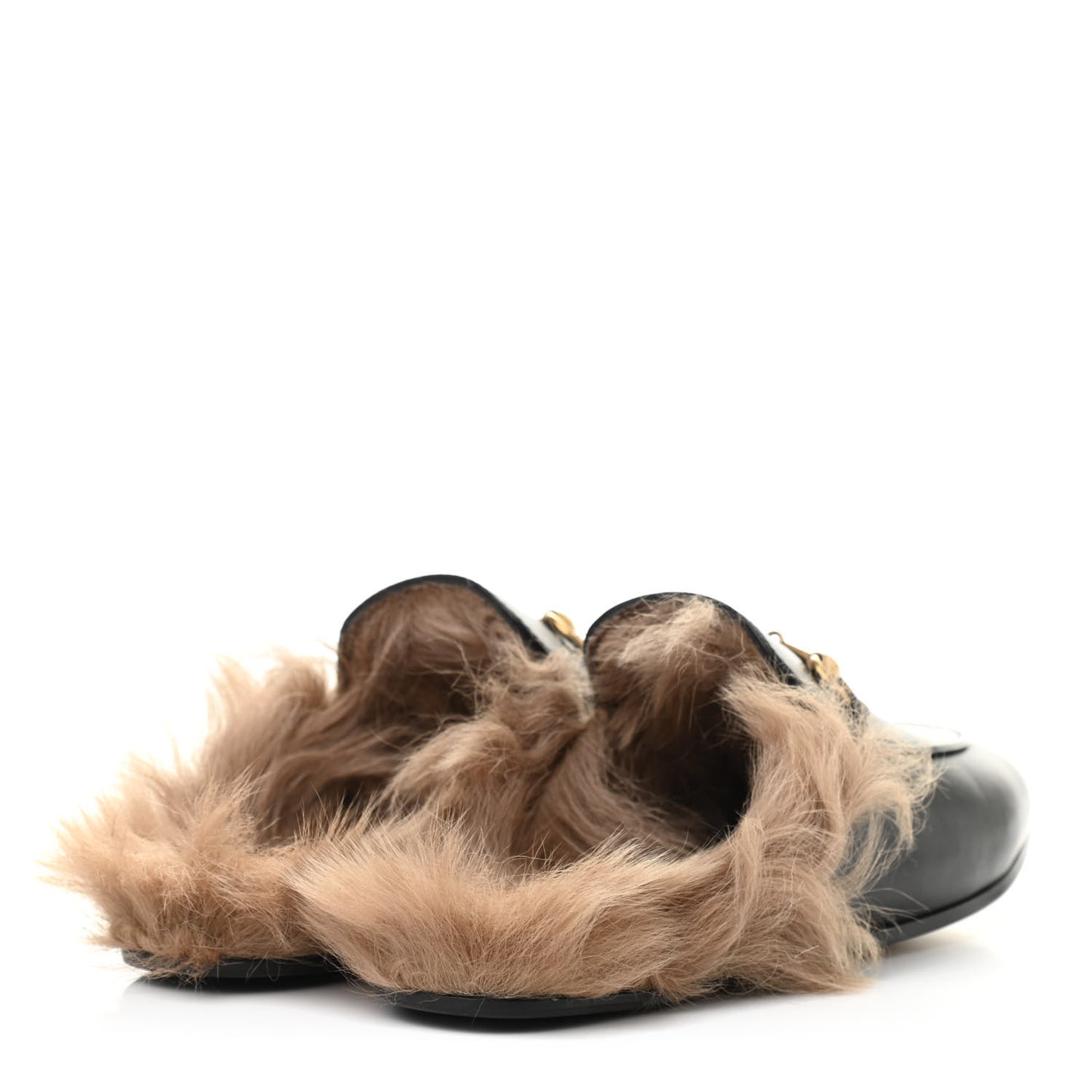 Calfskin Fur Womens Princetown Slippers 37.5 Black