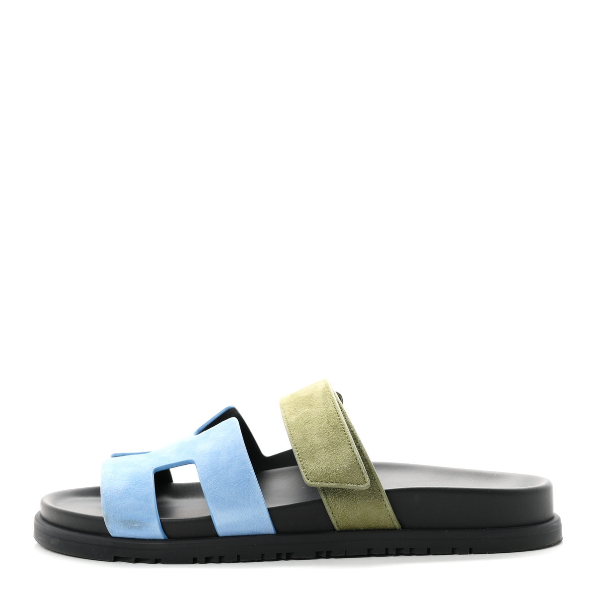 Suede Goatskin Womens Chypre Sandals 41 Bleu Cameo Vert