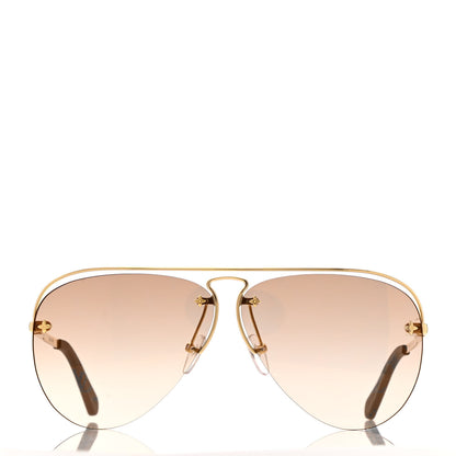 Louis Vuitton Monogram Grease Sunglasses Z1366E Gold 2 of 9