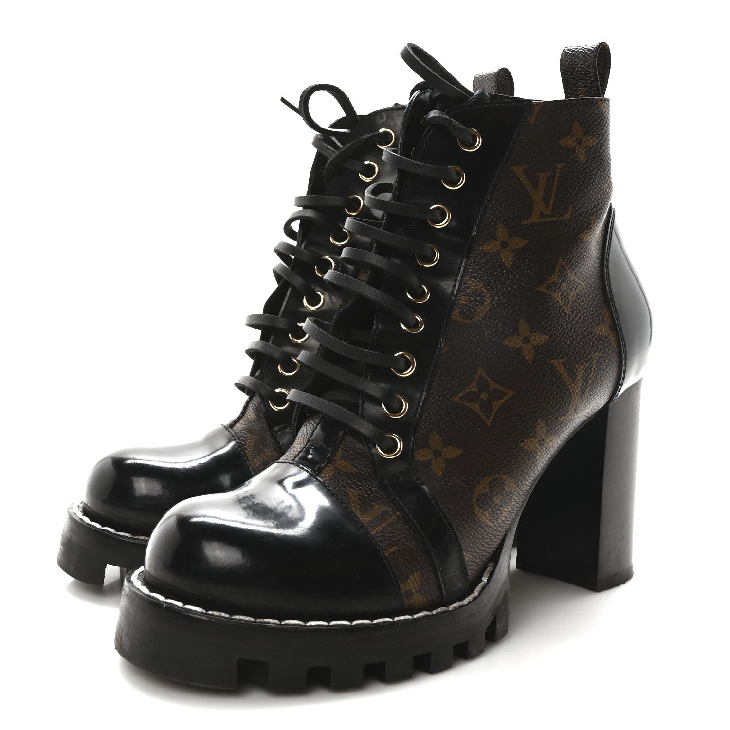 Louis Vuitton Patent Calfskin Monogram Star Trail Ankle Boots 38.5 Black 4 of 9