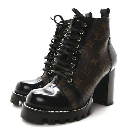 Louis Vuitton Patent Calfskin Monogram Star Trail Ankle Boots 38.5 Black 4 of 9