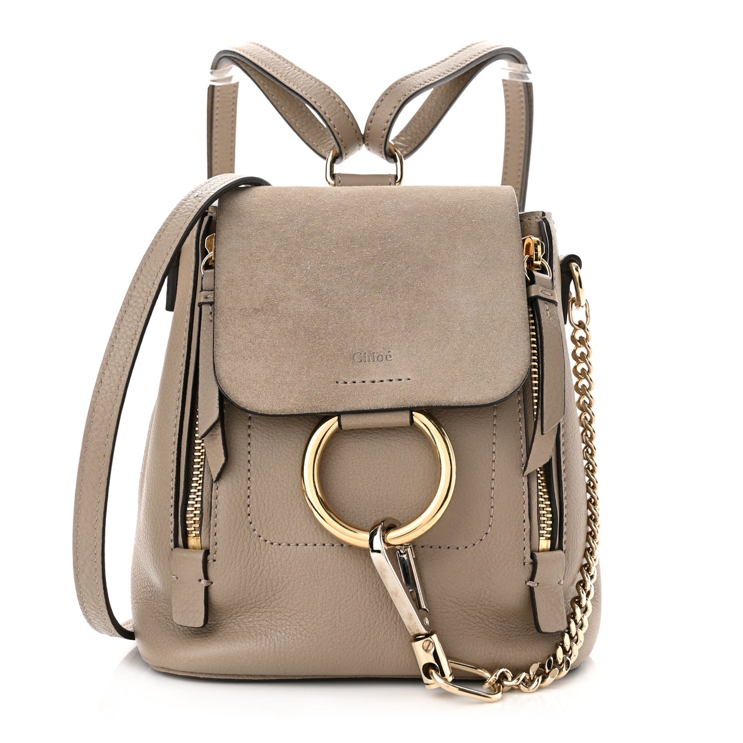 Suede Calfskin Mini Faye Backpack Motty Grey