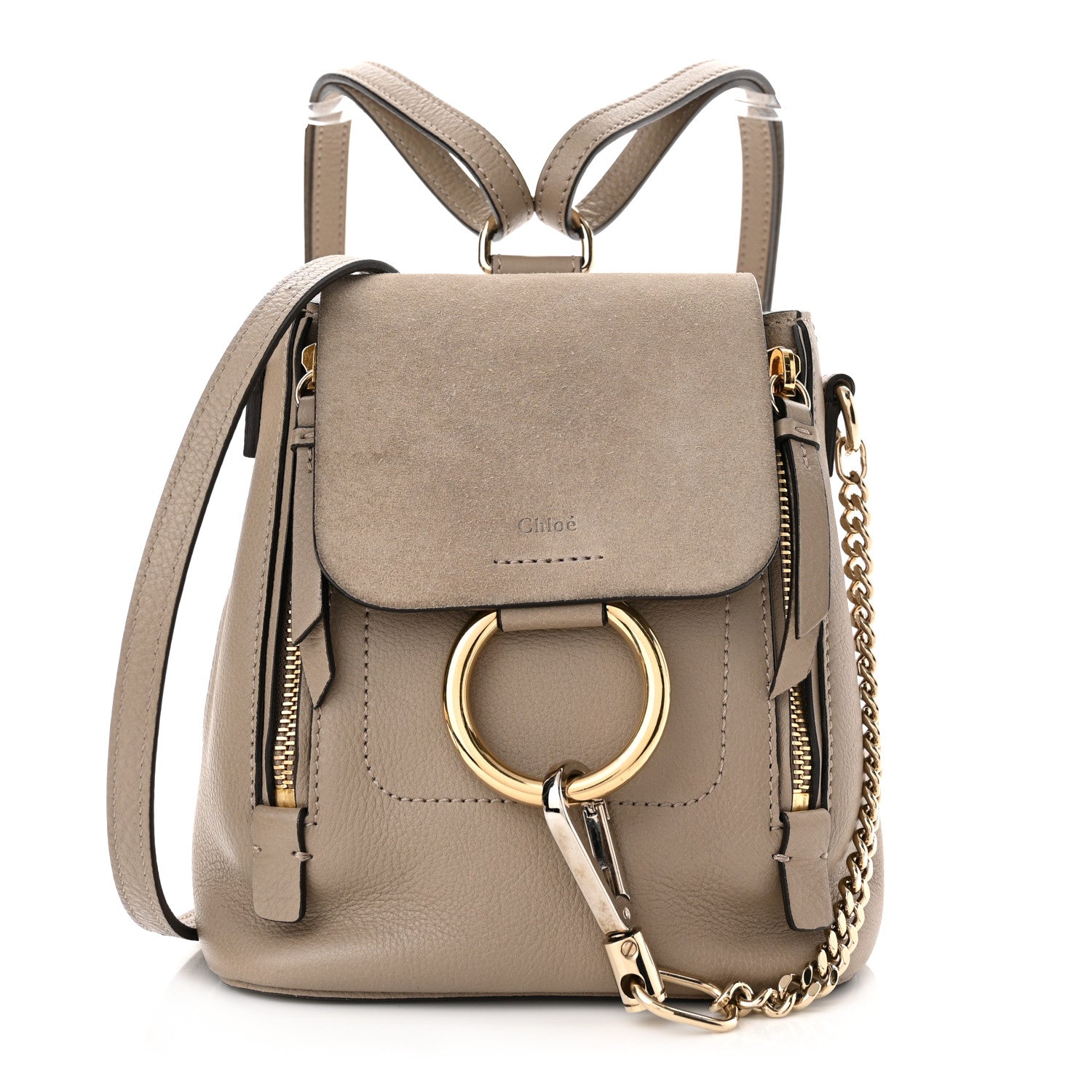 Chloe Suede Calfskin Mini Faye Backpack Motty Grey 2 of 10