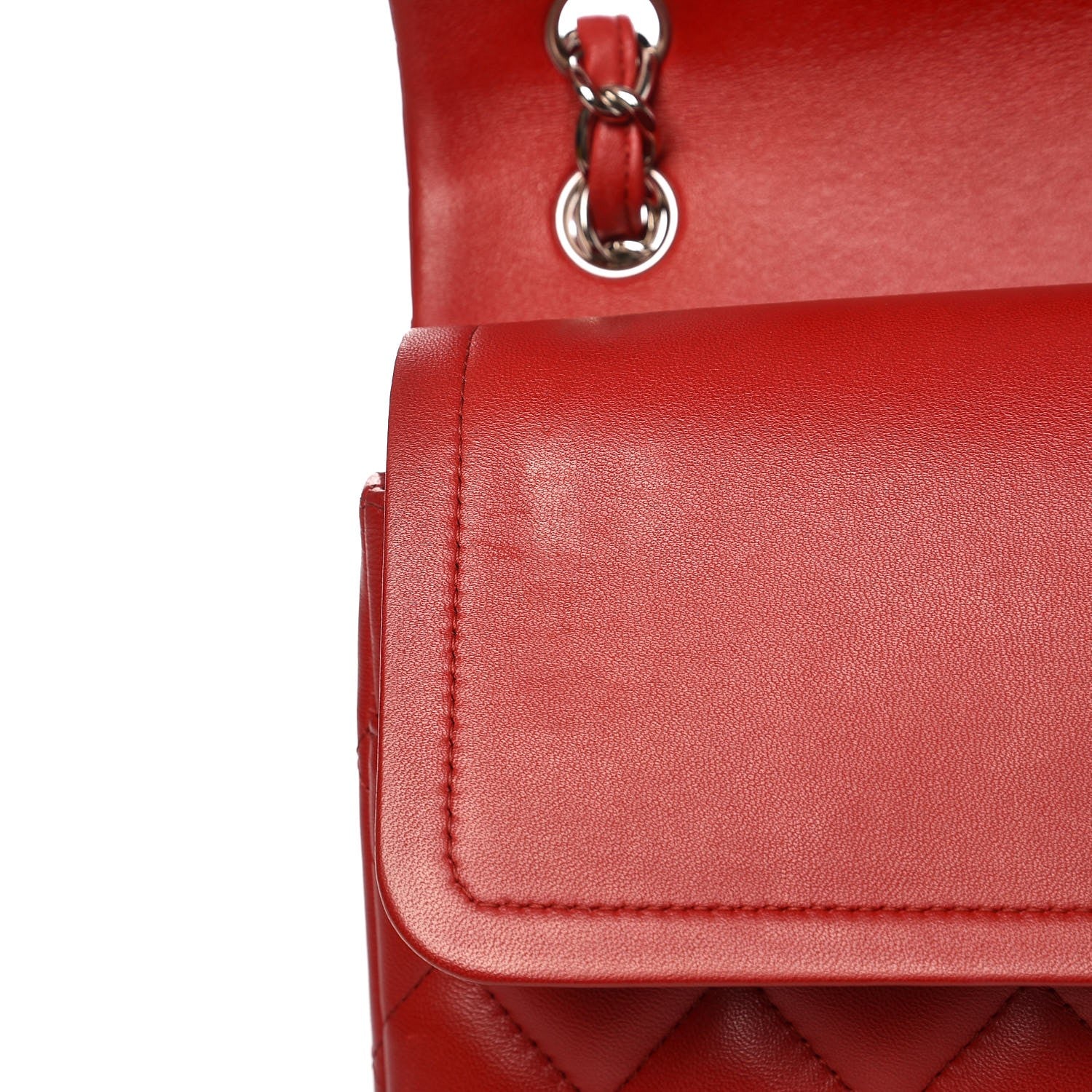 Chanel Lambskin Quilted Jumbo Double Flap Red 10 of 11