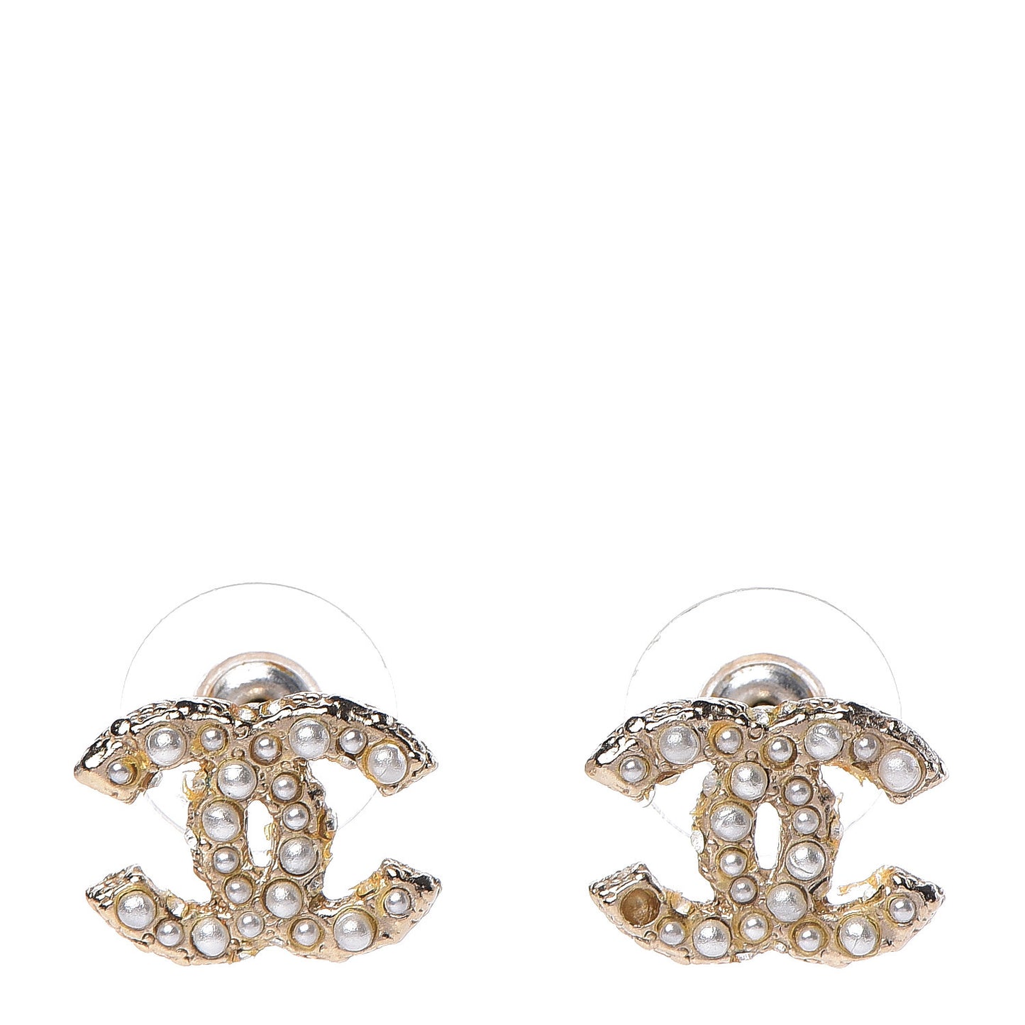Pearl Crystal CC Earrings Light Gold