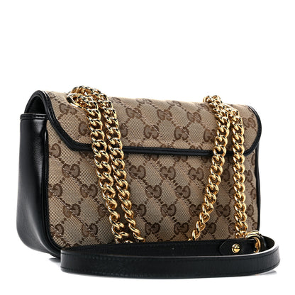Gucci Monogram Matelasse Diagonal Mini GG Marmont Shoulder Bag Beige Black 3 of 14