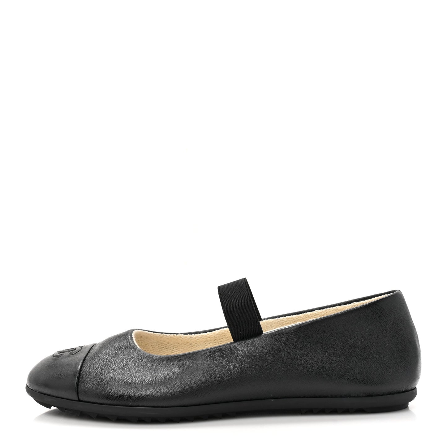 Lambskin Cap Toe CC Mary Jane Flats 39 Black