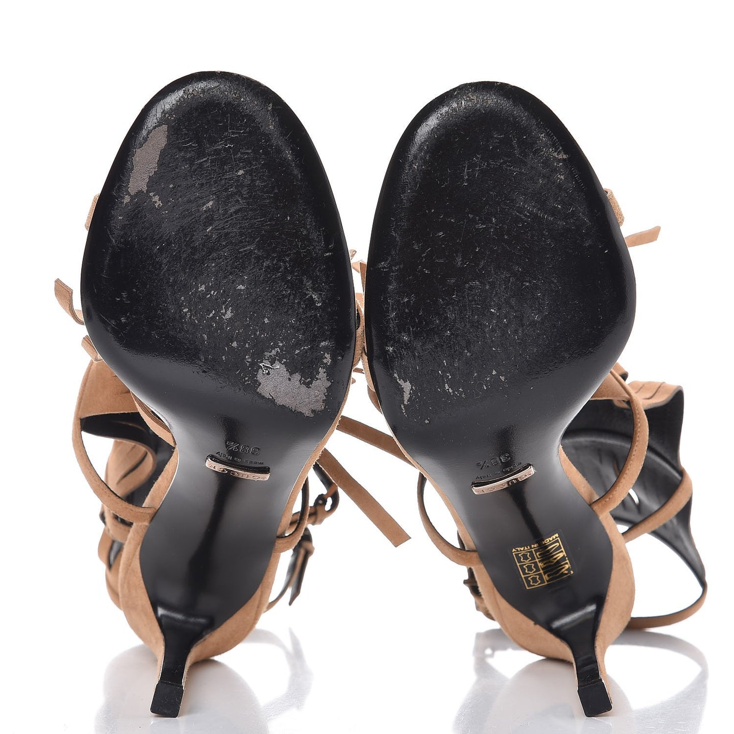 Suede Fringe Becky High Heel Sandals 38.5 Sand