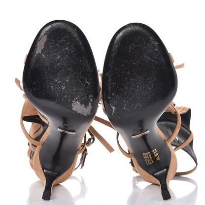 Gucci Suede Fringe Becky High Heel Sandals 38.5 Sand 5 of 11
