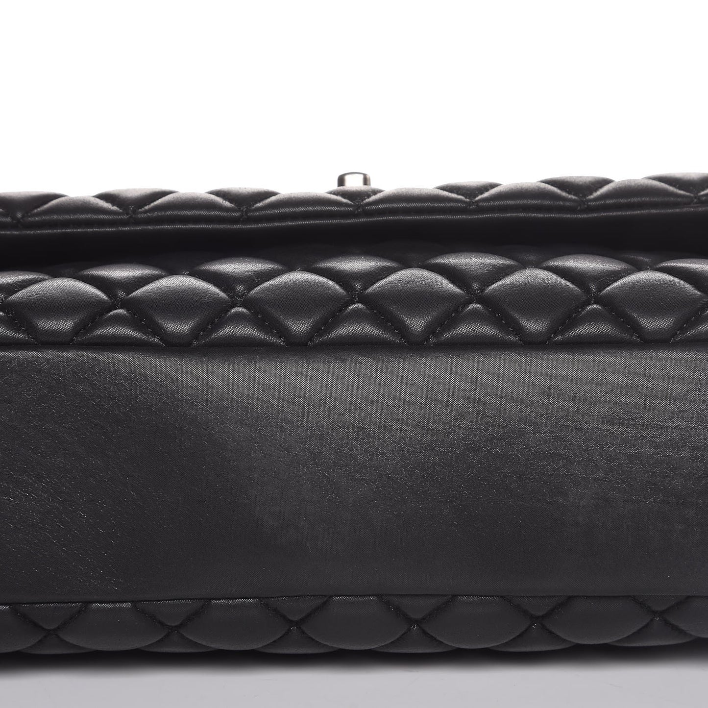 Iridescent Calfskin Quilted Large New Bubble Flap Black