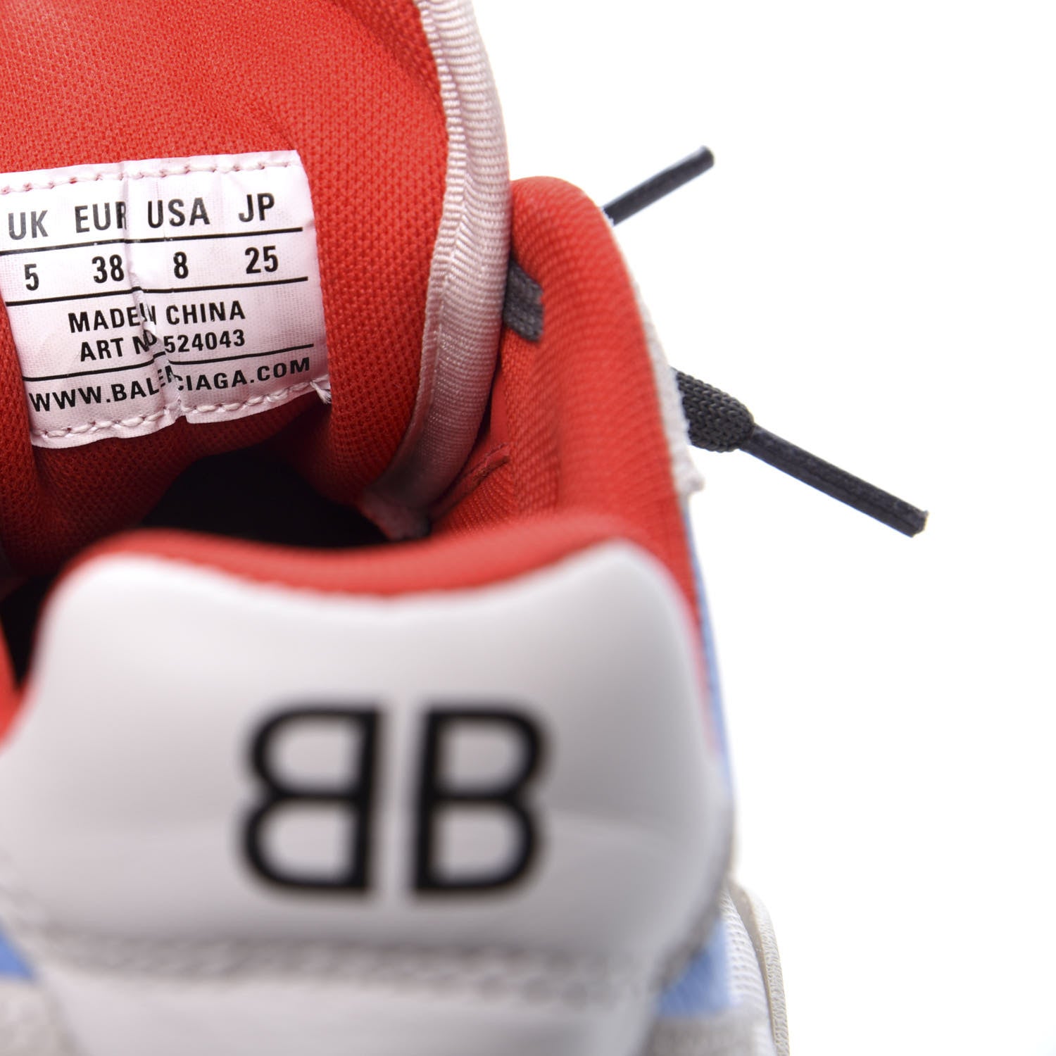 Balenciaga Nylon Suede Womens Triple S 2.0 Sneakers 38 Gris Bleu Rouge 8 of 9