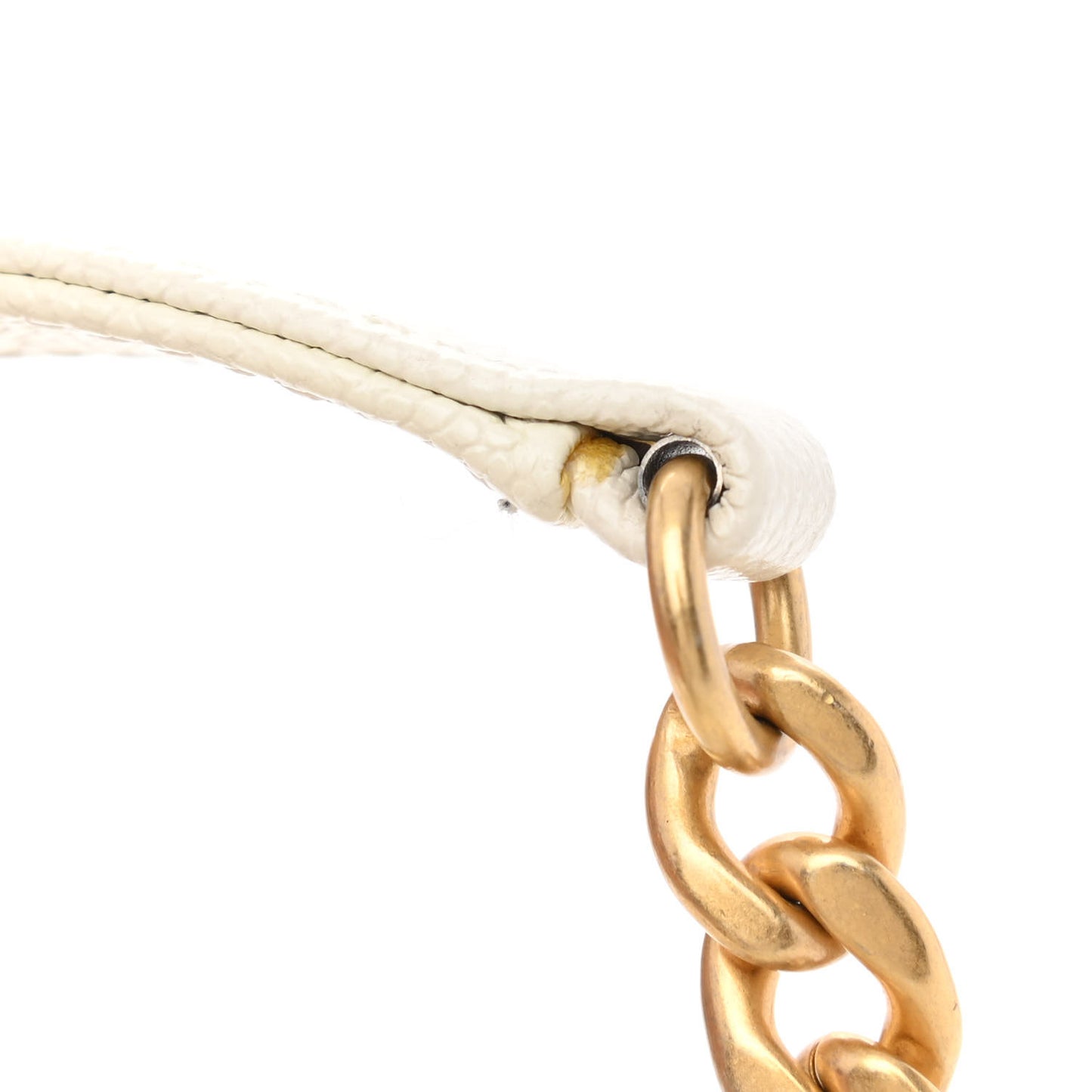 Shiny Caviar Quilted Large Chain Melody Flap White