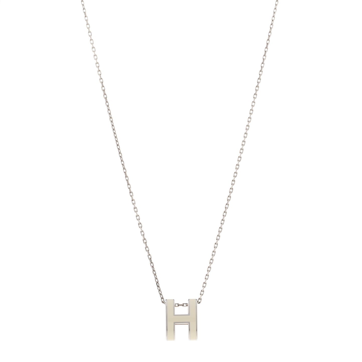 Lacquered Palladium Pop H Pendant Necklace White