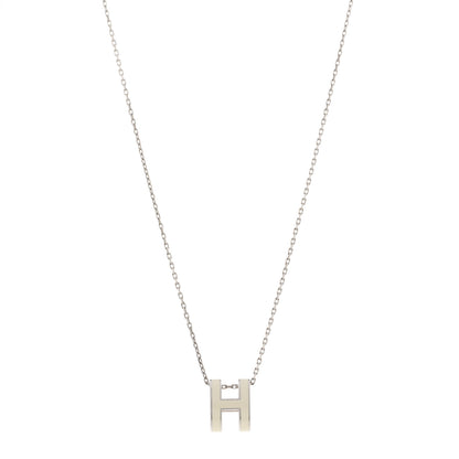 Hermes Lacquered Palladium Pop H Pendant Necklace White 1 of 7