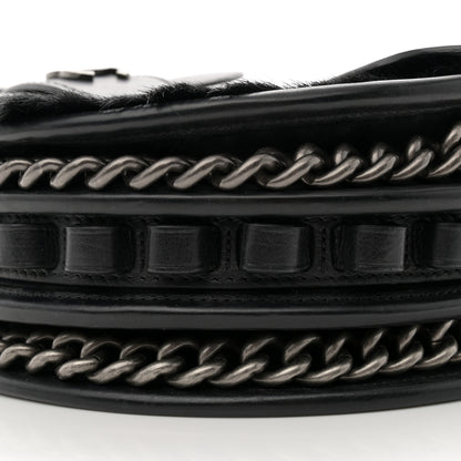 Chanel Pony Hair Calfskin Quilted Dallas Studded Saddle Bag Black 11 of 13