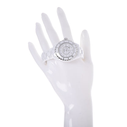 Chanel Stainless Steel Ceramic Diamond 33mm J12 Quartz Watch White 2 of 7