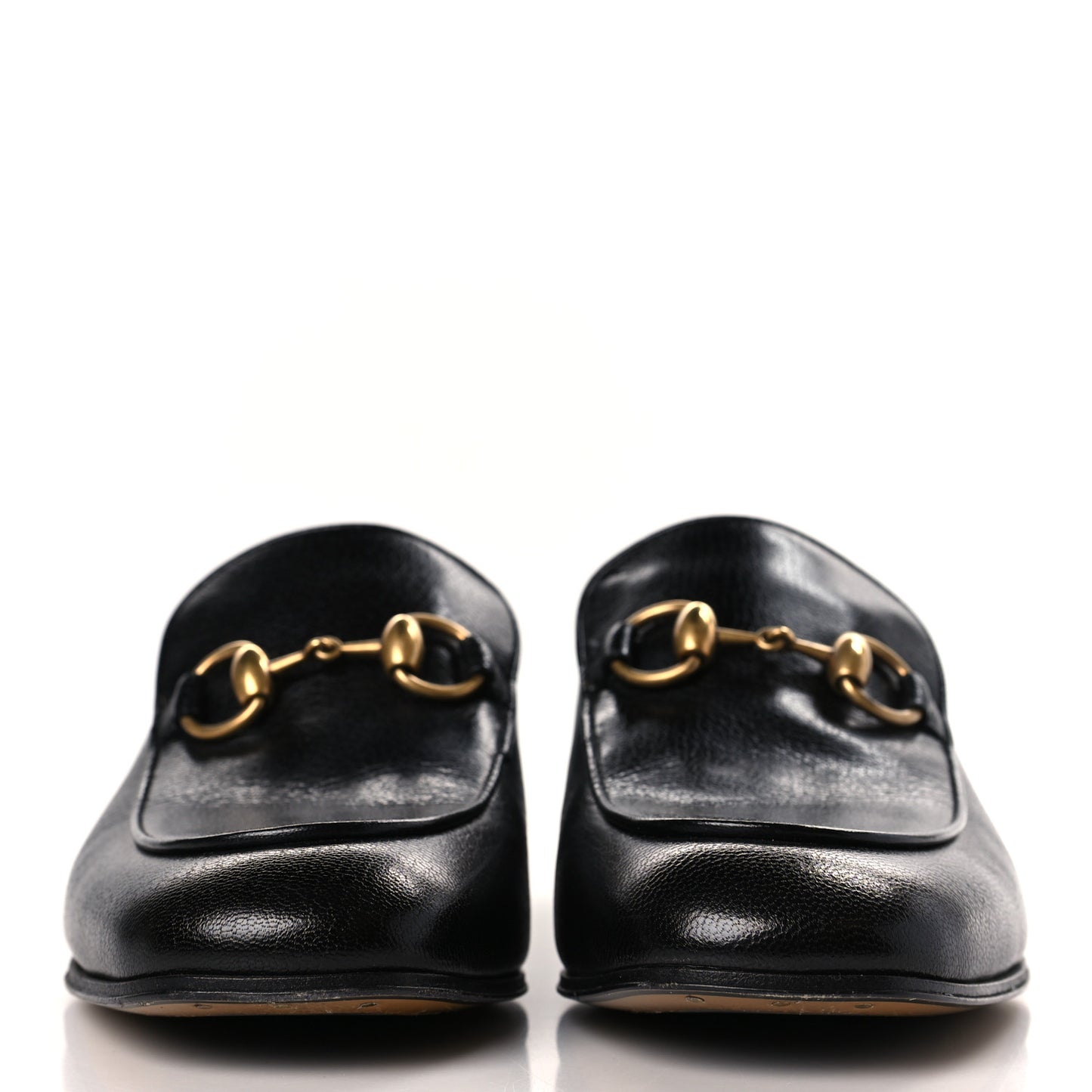 Goatskin Womens Horsebit Mid-Heel Loafers 37.5 Black